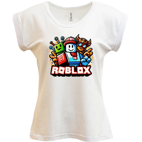 Футболка жіноча PANI, Синій, з групою персонажів Roblox