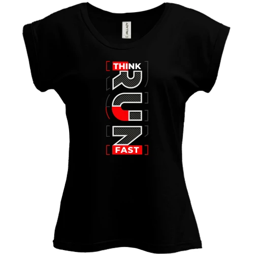 Футболка женская PANI, Черный, Run - Think Fast