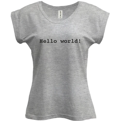 Футболка женская PANI, Серый меланж, Hello World!