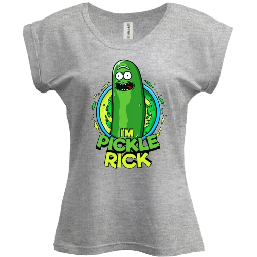 Футболка женская PANI, Серый меланж, pickle Rick