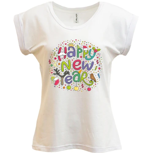 Футболка женская PANI, Белый, Happy New Year (2)