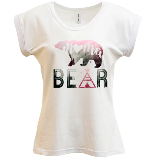 Футболка женская PANI, Белый, с медведицей Mama bear