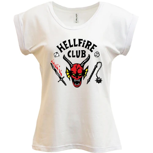 Футболка женская PANI, белый, Stranger Things HellFire Club