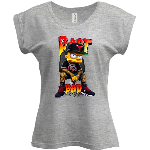 Футболка жіноча PANI, Сірий меланж, Bad Boy Bart