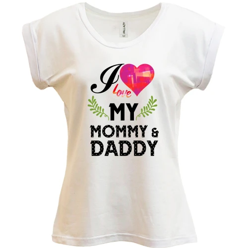 Футболка жіноча PANI, Білий, I love my mom & dad