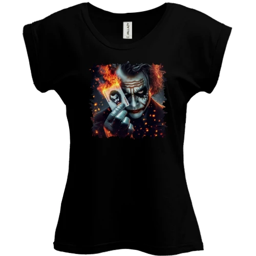 Футболка женская PANI, Черный, Joker (в огне)