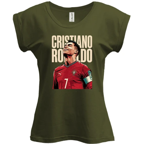 Футболка жіноча PANI, Хакі, з принтом «Cristiano Ronaldo»