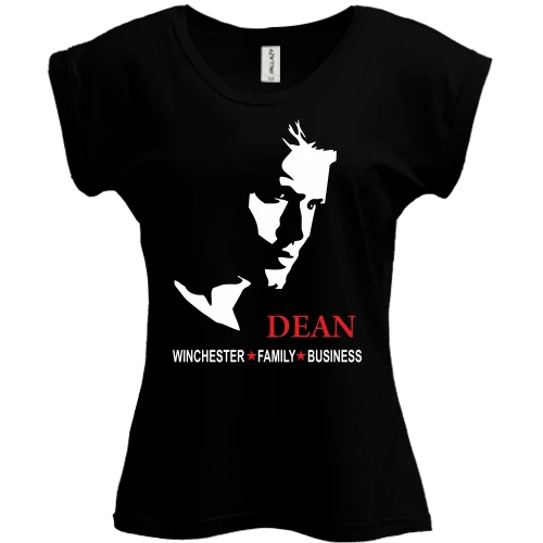 Футболка жіноча PANI, Чорний, з принтом Dean Winchester