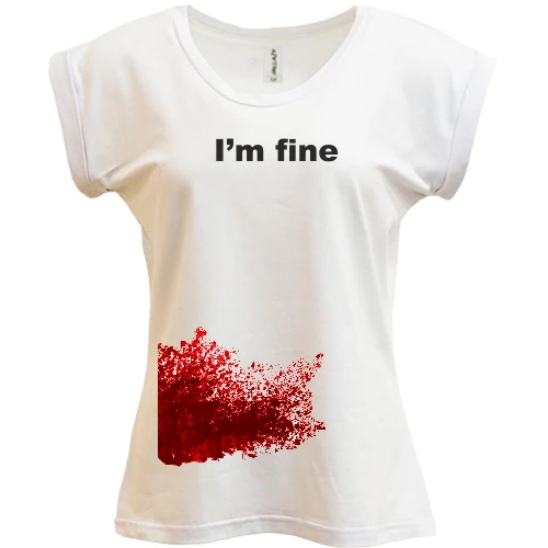 Футболка женская PANI, белый, I'm fine (бок)