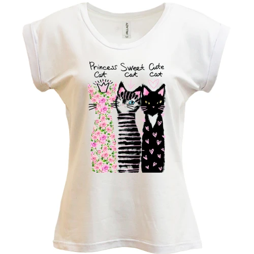 Футболка жіноча PANI, Білий, Princess, Sweet and Cute cats