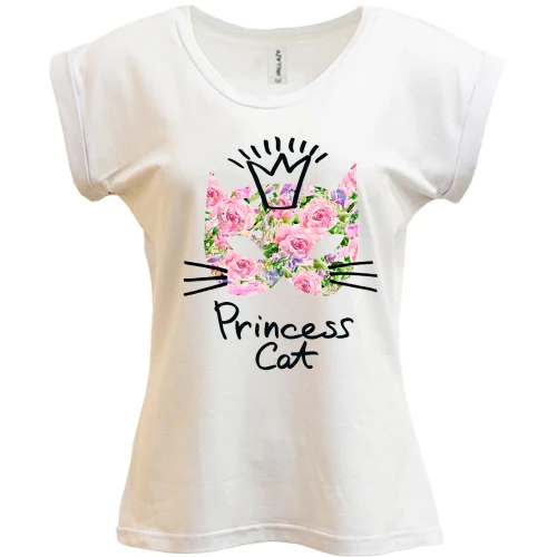 Футболка жіноча PANI, Білий, Princess cat (з квітів)