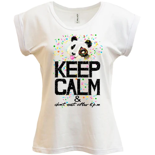 Футболка женская PANI Keep calm and don't eat after 6 pm с пандой