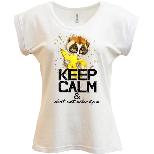 Футболка женская PANI Keep calm and don't eat after 6 pm с обезьянкой