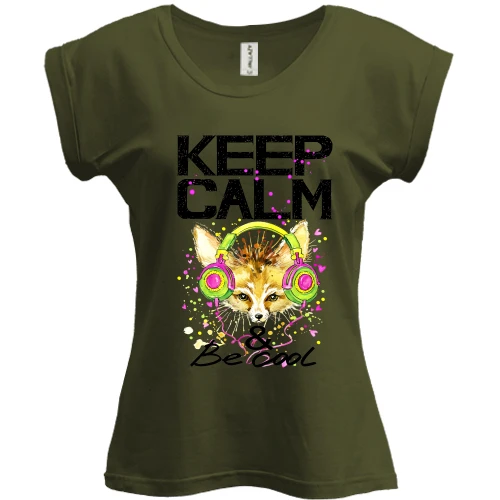 Футболка женская PANI с лисой Keep calm & be cool