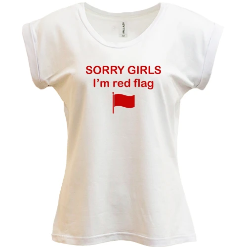 Футболка женская PANI с надписью «SORRY GIRLS I’m red flag»