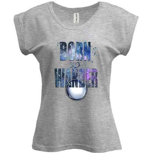 Футболка женская PANI с надписью Born to wander