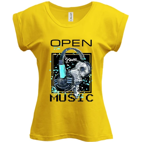 Футболка женская PANI с принтом «Open your music»