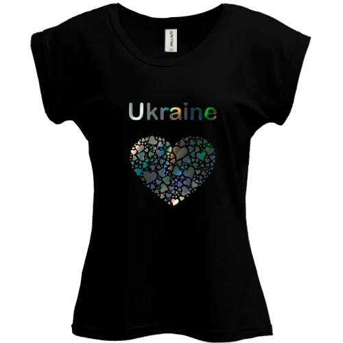 Футболка женская PANI Ukraine - сердце (голограмма)