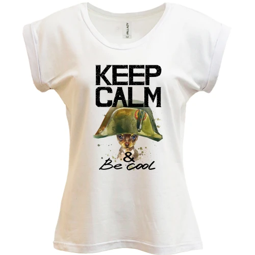 Футболка женская PANI, Белый, с Чихуахуа "keep calm & be cool"