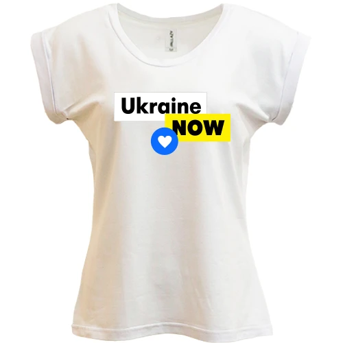 Футболка жіноча PANI, Білий, Ukraine NOW з серцем