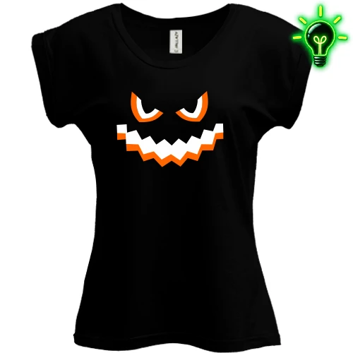 Футболка женская PANI, Черный, "Evil Pumpkin Face"