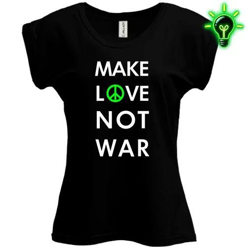 Футболка жіноча PANI, Чорний, "Make Love, Not War"