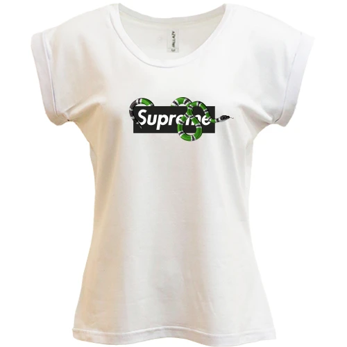 Футболка жіноча PANI, Білий, "Supreme" зі змією
