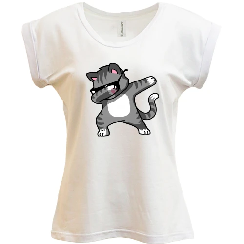 Футболка женская PANI, Белый, Dabbing Cat