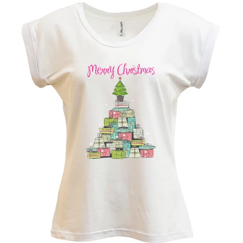 Футболка жіноча PANI, Білий, Marry Christmas