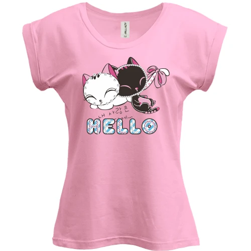 Футболка женская PANI, Розовый, hello cats