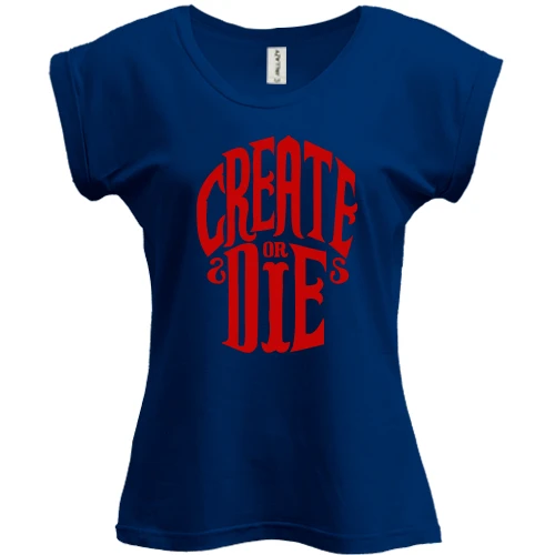 Футболка женская PANI, Синий, с надписью Create or die