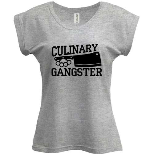 Футболка жіноча PANI, Сірий меланж, для шеф-кухаря "culinary gangster"