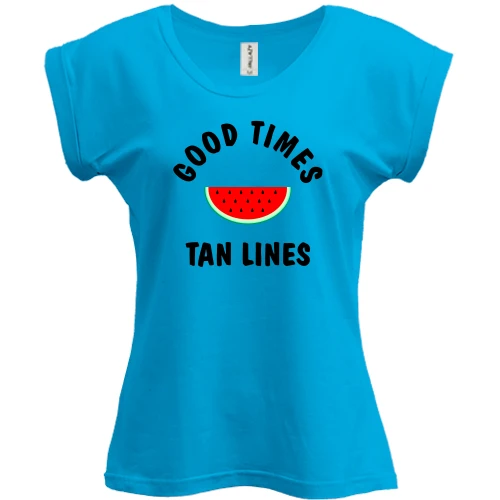 Футболка женская PANI, Белый, с арбузом "good times tan lines"