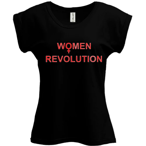 Футболка женская PANI, Черный, с надписью "women revolution"