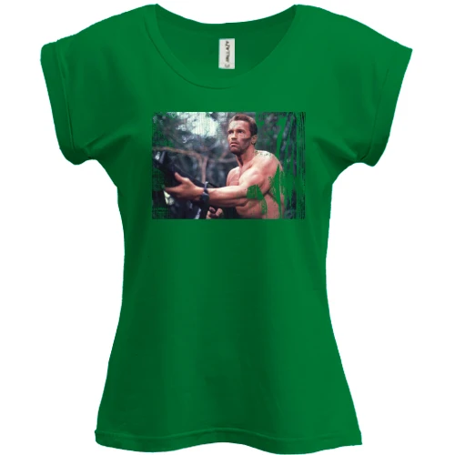 Футболка женская PANI, зеленый, с Арнольдом Шварценеггером