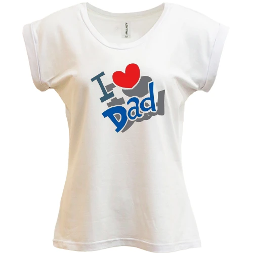 Футболка жіноча PANI, Білий, з написом "i love dad"