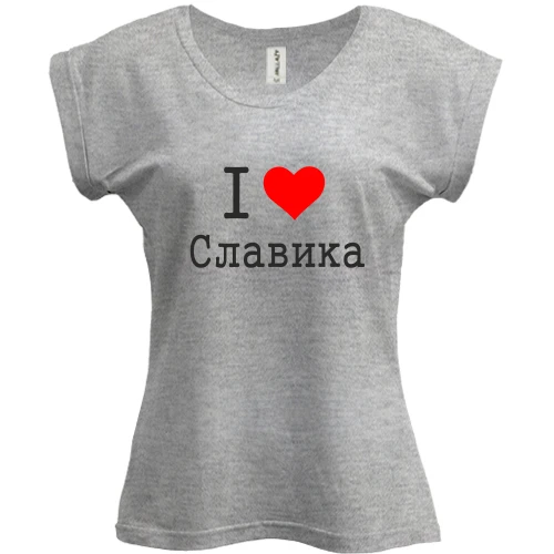 Футболка женская PANI, Серый меланж, Я люблю Славика
