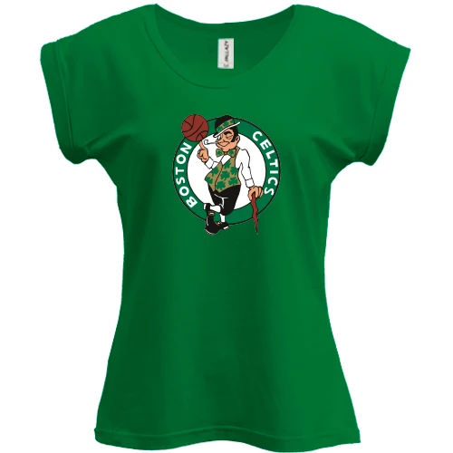 Футболка женская PANI, Зеленый, с лепреконом Boston Celtics