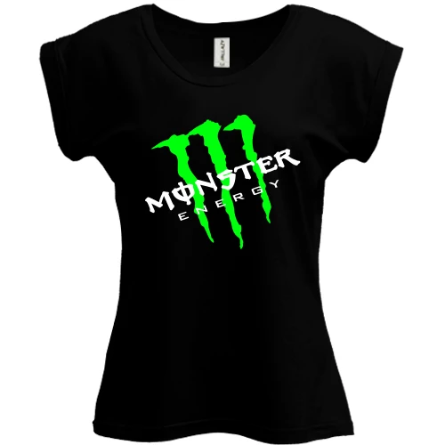 Футболка жіноча PANI, Чорний, Monster energy (навскіс)