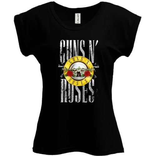 Футболка жіноча PANI, Чорний, з написом і лого Guns n` roses