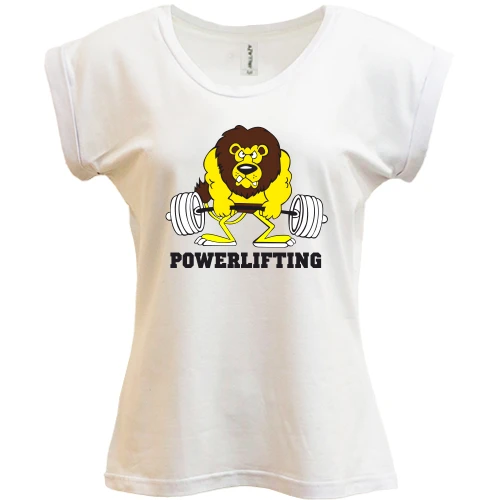 Футболка жіноча PANI, Білий, Powerlifting lion
