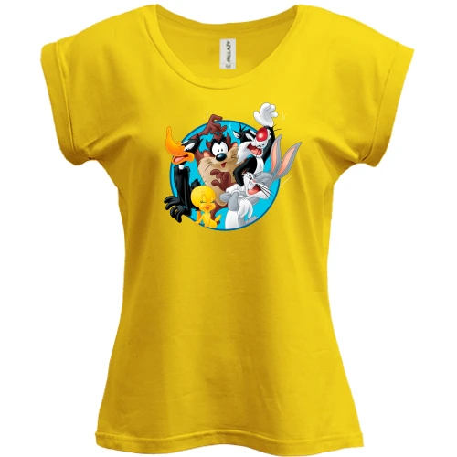 Футболка женская PANI, желтый, с героями Looney Tunes