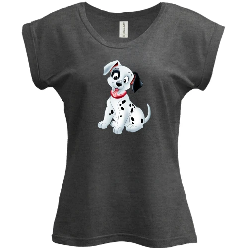 Футболка женская PANI, Серый меланж, с далматинцем щенком