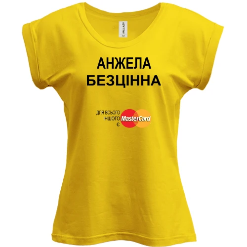Футболка жіноча PANI, Жовтий, з написом "Анжела Безцінна"