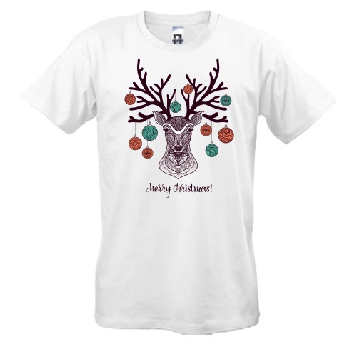 Чоловіча футболка, Білий, Merry Christmas Deer