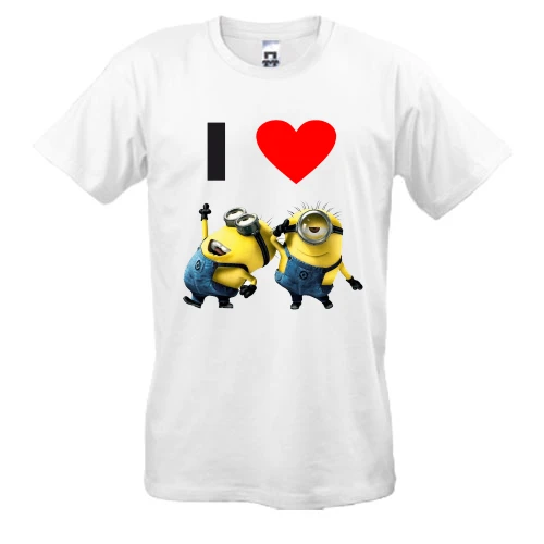 Мужская футболка, белый, I love minions