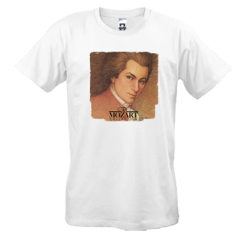 Мужская футболка, Белый, с Моцартом «The Mozart Collection»