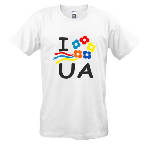 Чоловіча футболка, Синій, I love Ukraine з вінком