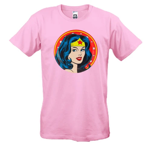 Мужская футболка, Розовый, с Wonder Woman (арт)