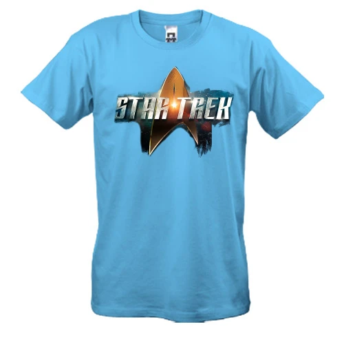 Мужская футболка, Синий, с надписью Star Trek